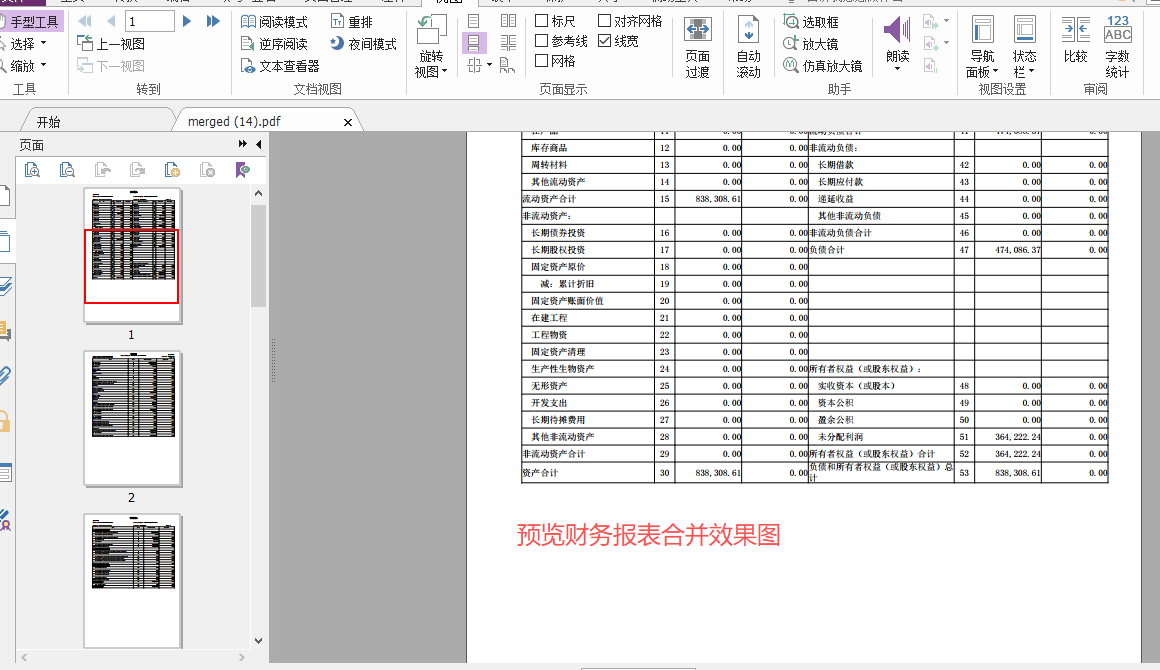 预览财务报表效果图